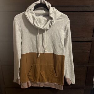 Ampersand Avenue color block cowl neck with Kangaroo Pocket